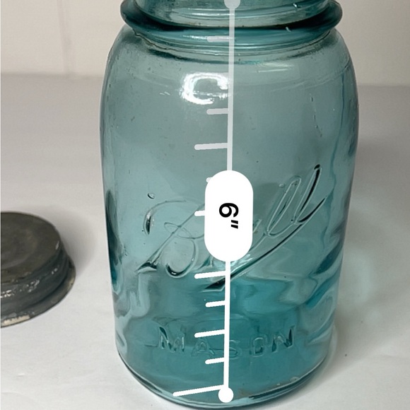 VINTAGE BALL 1910-1923 MASON JAR - BLUE  - QUART - ZINC LID - Picture 16 of 16